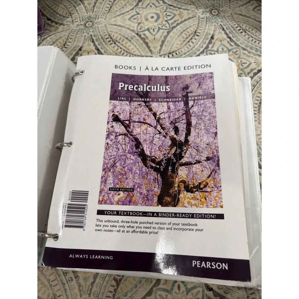 Precalculus Book a la Carte 6th Edition John Hornsby, Margaret L. Lial, W/Binder